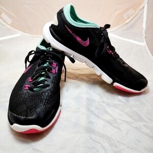 NIKE Flex Supreme TR4 Training Shoe Women's 7 Black Teal Pink Athletic Running